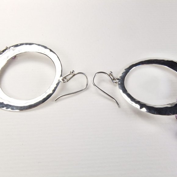 Solid Sterling Silver Chandelier Dangle Earrings with Faceted Amethyst Balls - Picture 4 of 4